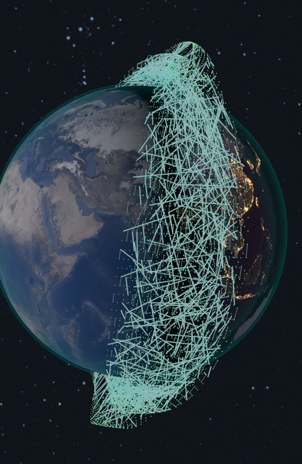 A mesh of inter-satellite laser links wrapped around Earth